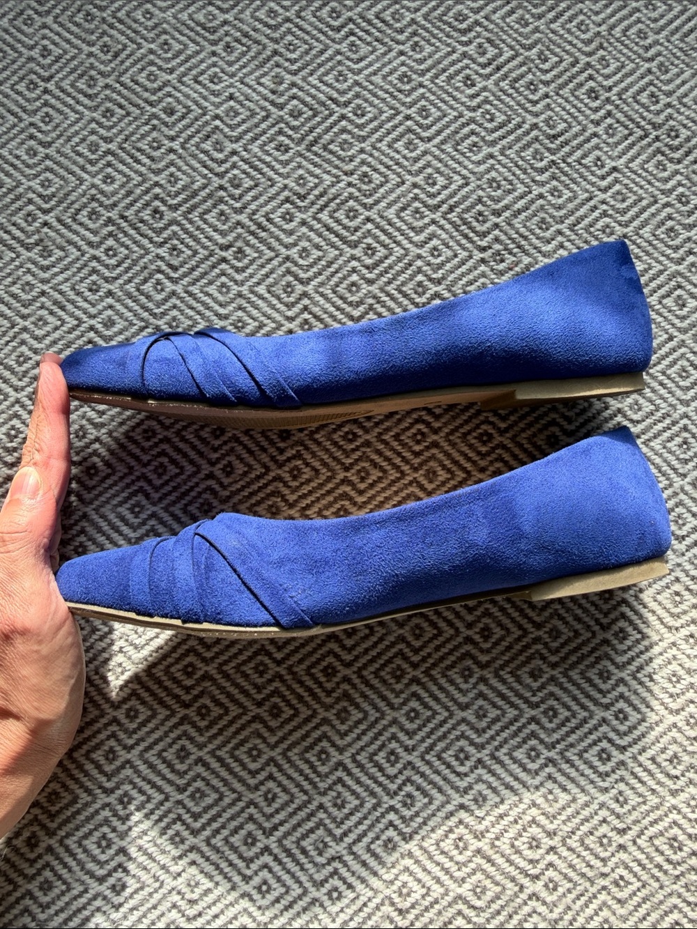 Serra Women's Royal Blue Pointed Toe Flats with Folded Detail - Picture 9 of 10
